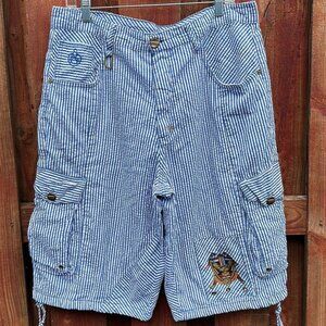 Striped Blue and White Men's Cargo Shorts Size 36